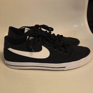 Nike Court Legacy Canvas Black Canvas Low-Top Sneakers with White Swoosh